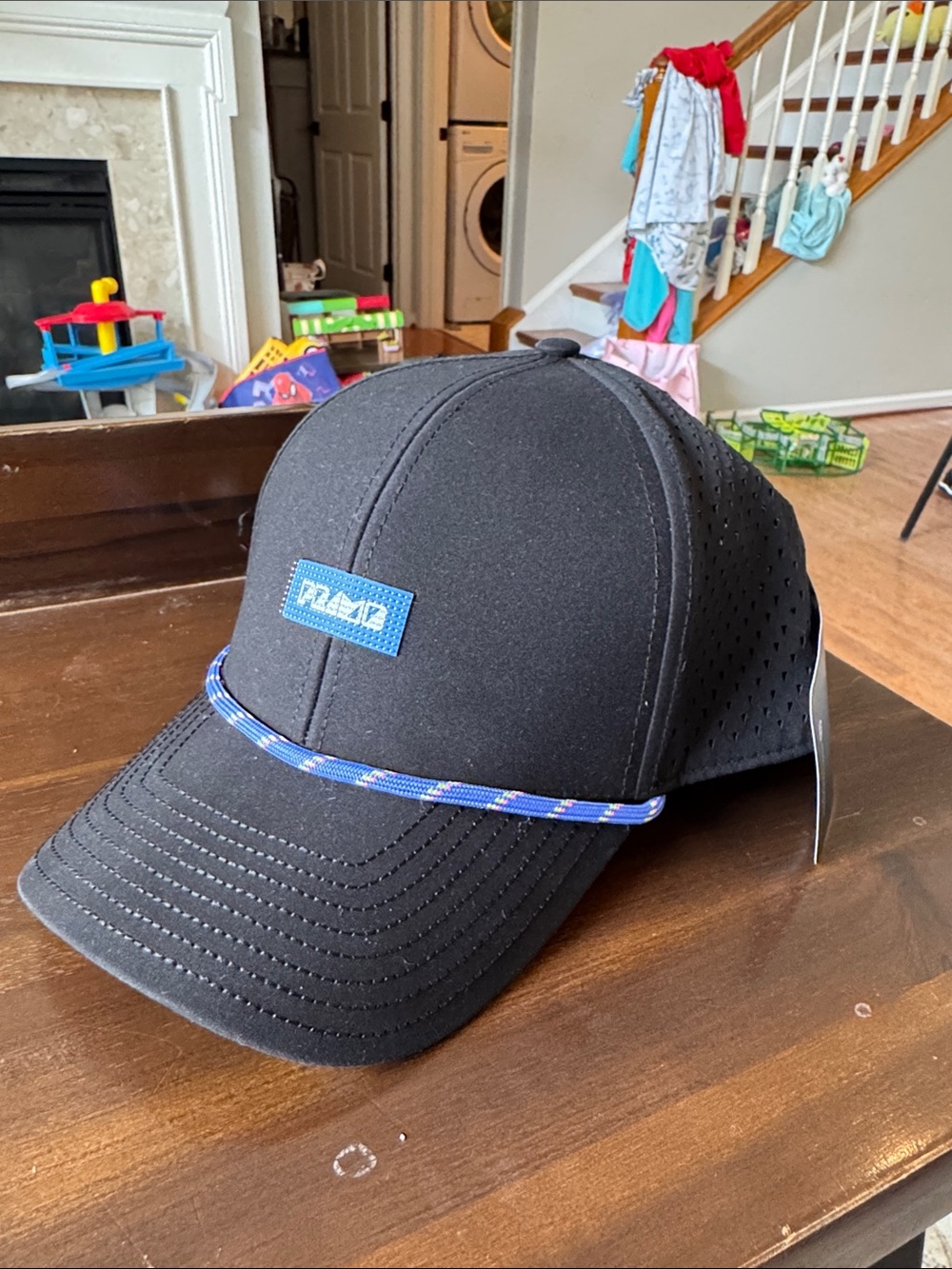 Primo Black Golf Cap with Blue Logo Patch